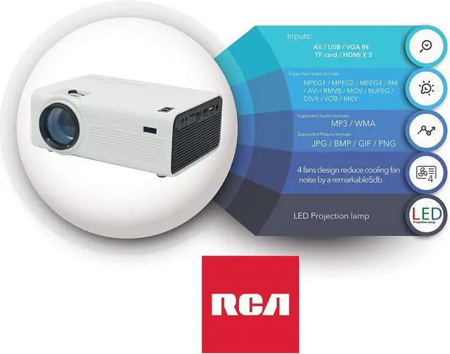 Alt view image 3 of 6 - RCA RPJ136 Home Theater Projector - 1080p Compatible, High Res, Bright, White