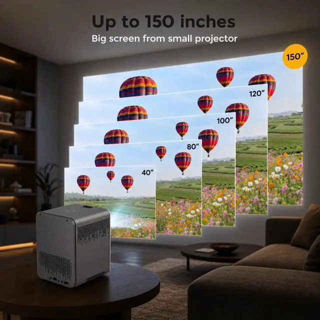 Alt view image 6 of 7 - KODAK FLIK HD10 Smart Projector with Android TV, 1080p Full HD Portable WiFi Bluetooth Projector, Netflix & YouTube, Google Assistant Remote, iOS & Android Mirroring