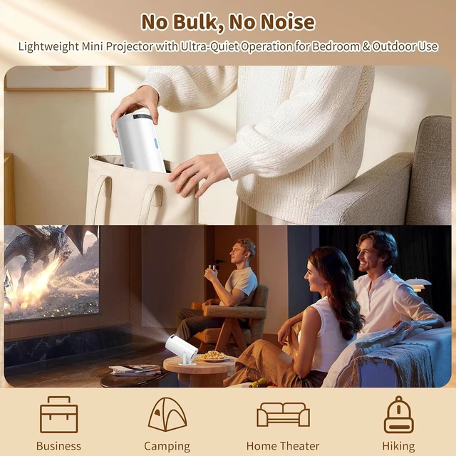 Alt view image 4 of 7 - Mini Projector, Native 1080P Portable Projector with Carrying Case