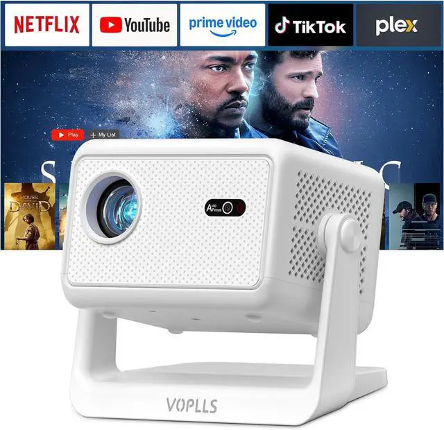 Main image of Officially-Licensed APP & 3000 ANSI4K Mini Outdoor Projector with WiFi and Bluetooth, VOPLLS Portable Smart Movie Wireless TV Slide Projector for Slides and Negatives
