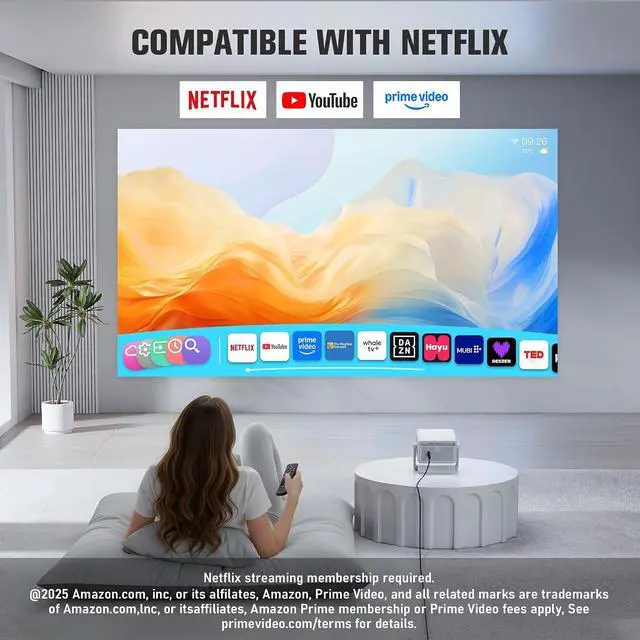 Alt view image 7 of 7 - Officially-Licensed APP & 3000 ANSI4K Mini Outdoor Projector with WiFi and Bluetooth, VOPLLS Portable Smart Movie Wireless TV Slide Projector for Slides and Negatives