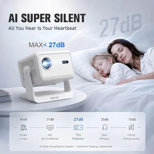 Alt view image 5 of 7 - Officially-Licensed APP & 3000 ANSI4K Mini Outdoor Projector with WiFi and Bluetooth, VOPLLS Portable Smart Movie Wireless TV Slide Projector for Slides and Negatives