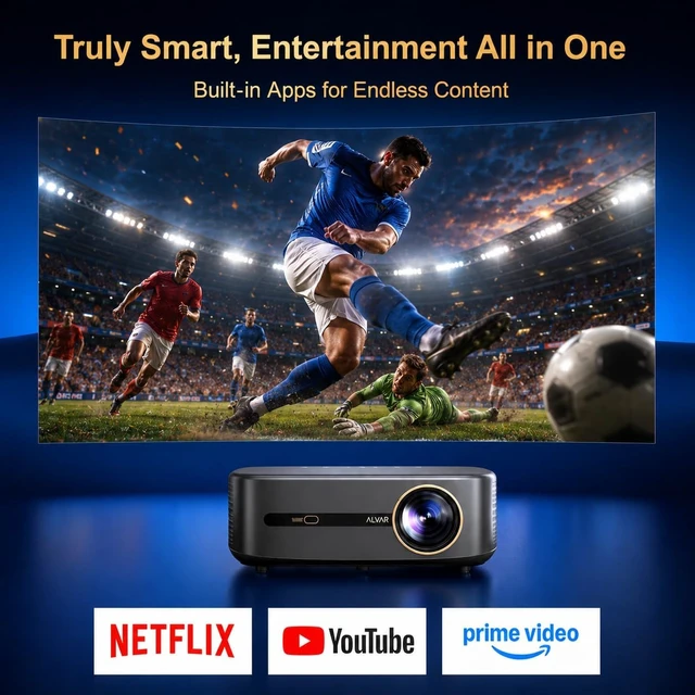 Alt view image 4 of 6 - Upgraded 4K Supported Smart Projector with 2500 ANSI, 50W DoIby Audio