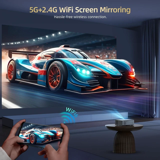 Alt view image 5 of 7 - Outdoor Projector with WiFi6 and Bluetooth5.3 Mini Projectors Built-in Apps