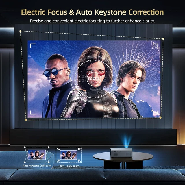 Alt view image 4 of 7 - Outdoor Projector with WiFi6 and Bluetooth5.3 Mini Projectors Built-in Apps
