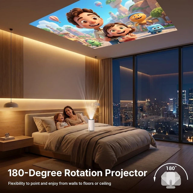 Alt view image 6 of 7 - Mini Projector with WiFi and Bluetooth, Portable Movie Projector Support 1080P, Auto Keystone,210° Rotation, Smart Projector Compatible with HDMI Phone for Bedroom