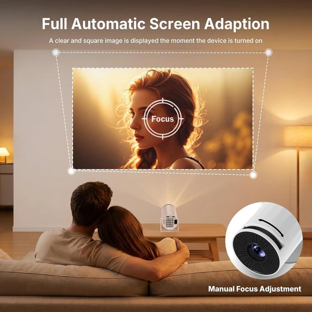 Alt view image 7 of 7 - Mini Projector with WiFi and Bluetooth, Portable Movie Projector Support 1080P, Auto Keystone,210° Rotation, Smart Projector Compatible with HDMI Phone for Bedroom
