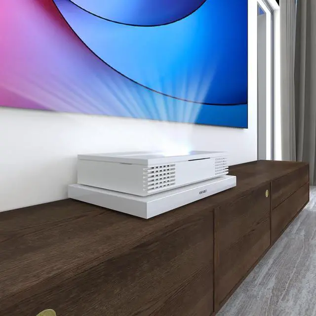 Main image of MST-600-W Motorized Slider Tray for Ultra Short Throw & Laser Projector TV. Projector Shelf Extend to 150" Picture. Auto Telescopic Retractable Tray, Three Types Installation, Max Load 40lbs - White