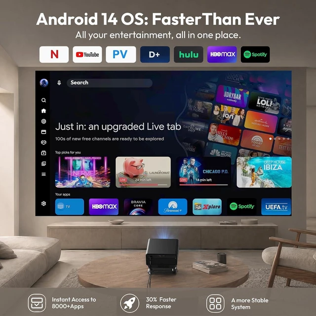 Alt view image 3 of 7 - Gimbal A8 Smart Projector with WiFi & Bluetooth, Built-in Apps