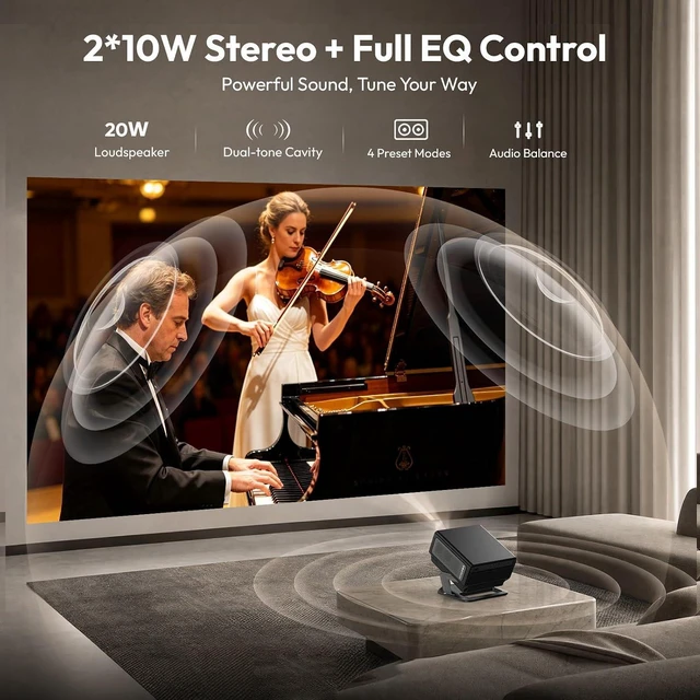 Alt view image 5 of 7 - Gimbal A8 Smart Projector with WiFi & Bluetooth, Built-in Apps