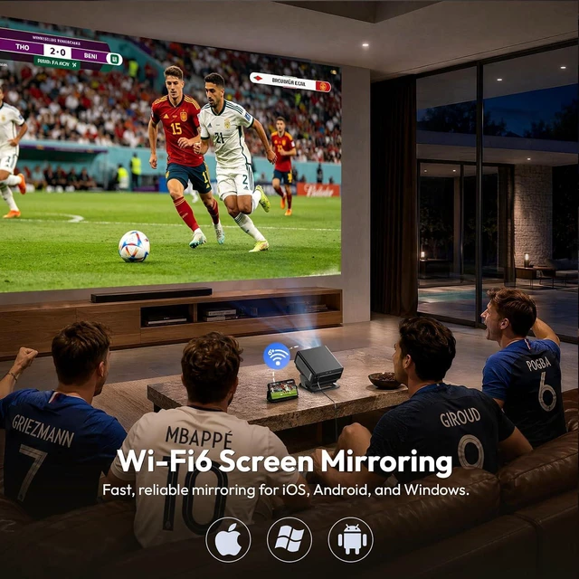 Alt view image 6 of 7 - Gimbal A8 Smart Projector with WiFi & Bluetooth, Built-in Apps