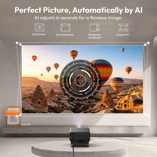 Alt view image 7 of 7 - Gimbal A8 Smart Projector with WiFi & Bluetooth, Built-in Apps