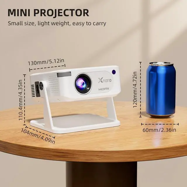 Alt view image 4 of 5 - Mini Portable Projector 270° Rotatable, WiFi 6 Bluetooth 5.2, 4K Support, Home Theater Projector Compatible with Smartphone, TV Stick, HDMI USB