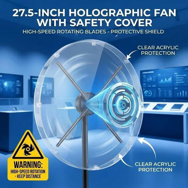 Alt view image 2 of 7 - 3D Hologram Fan Projector 27.5 Inch WiFi Holographic Advertising Display , Bluetooth Audio - 1500 Video Library for Business Store Holiday Events