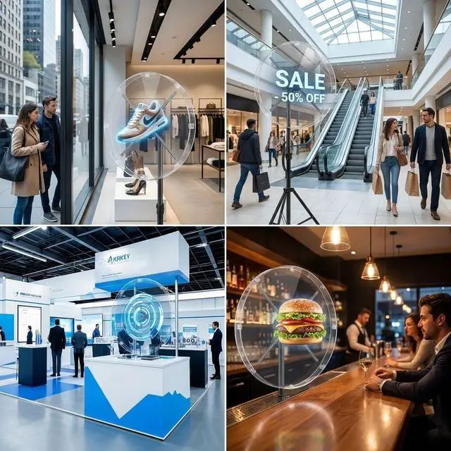 Alt view image 3 of 7 - 3D Hologram Fan Projector 27.5 Inch WiFi Holographic Advertising Display , Bluetooth Audio - 1500 Video Library for Business Store Holiday Events