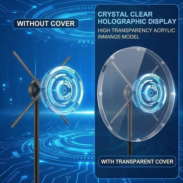 Alt view image 4 of 7 - 3D Hologram Fan Projector 27.5 Inch WiFi Holographic Advertising Display , Bluetooth Audio - 1500 Video Library for Business Store Holiday Events