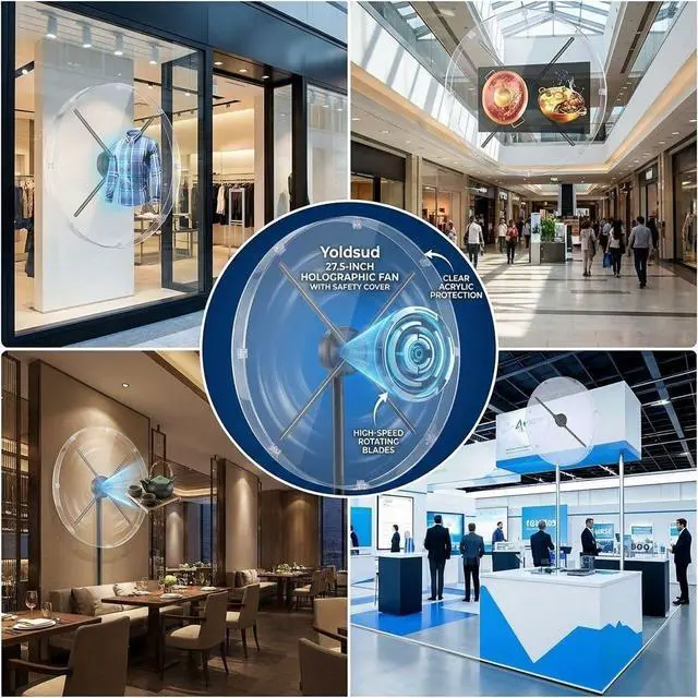 Alt view image 7 of 7 - 3D Hologram Fan Projector 27.5 Inch WiFi Holographic Advertising Display , Bluetooth Audio - 1500 Video Library for Business Store Holiday Events