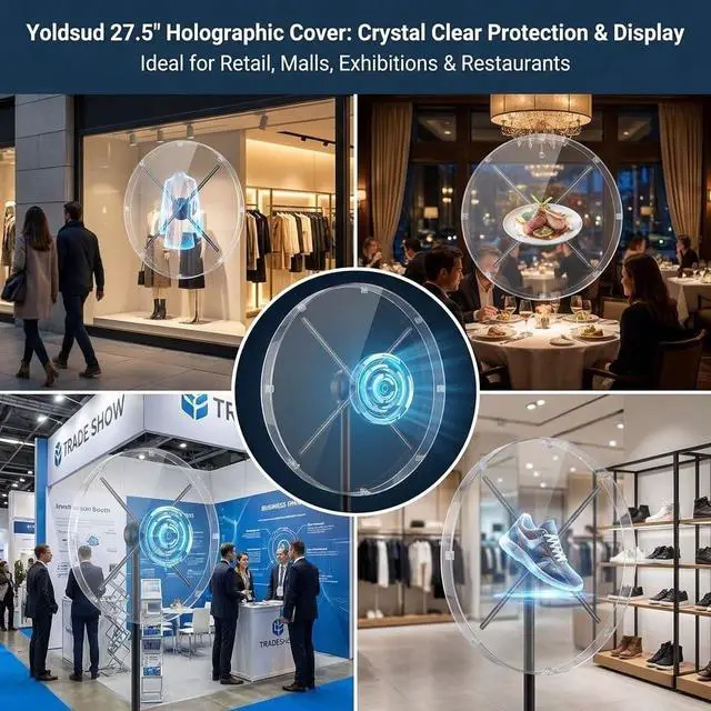 Alt view image 6 of 7 - 3D Hologram Fan Projector 27.5 Inch WiFi Holographic Advertising Display , Bluetooth Audio - 1500 Video Library for Business Store Holiday Events