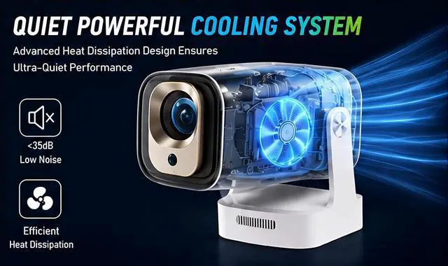 Alt view image 7 of 7 - 2026 Oklumi Projector, Oklumi Native 1080P Smart Mini Movie Projector with 4K Support, WiFi 6 Bluetooth 5, 180° Adjustable Stand, Auto Keystone Correction, Built-in Speaker for Home Cinema, Outdoor