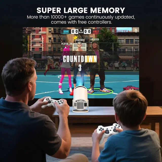 Alt view image 4 of 6 - HY300PRO-Game Console MINI Portable ProjectorSupport 4K 1080P with Dual-Band WIFI6 5G Wireless 5.2 Bluetooth Android 13,270° Rotatable, Auto Keystone Correction,35"-130" Screen Video Projector