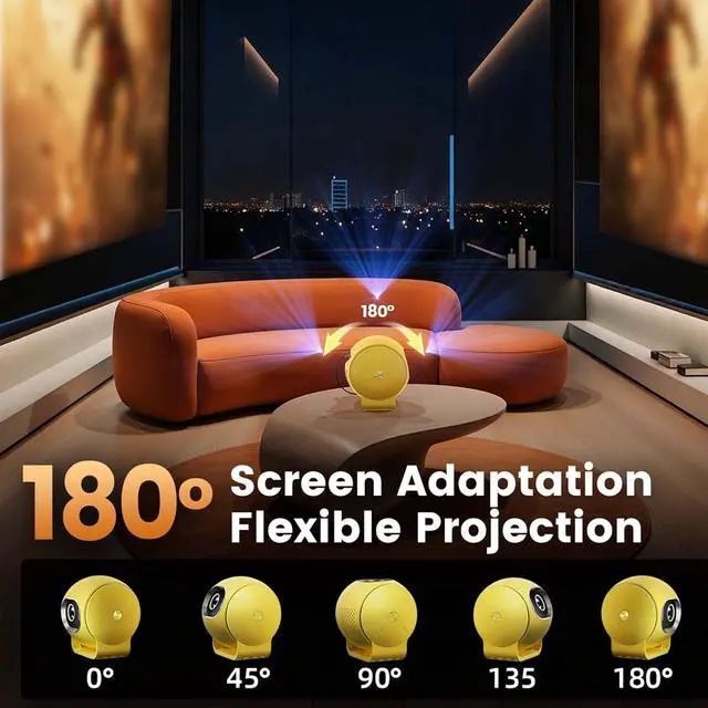 Alt view image 3 of 7 - 4K Mini Projector, 150ANSI Movie Projector for Home Theater, with USB HDMI & 3.5mm Audio Port, for Android 14, 30-200" Display, Auto Focus, Proyector for Media Player (US Plug)