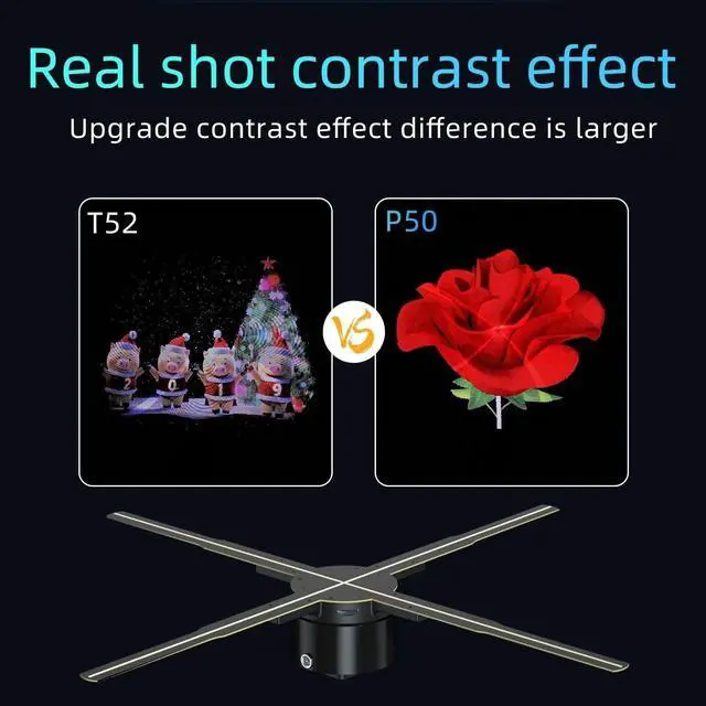 Alt view image 2 of 7 - 3D Hologram Fan 23.6 Inch/60CM,3D Hologram Led Fan Projector with APP+WIFI+Bluetooth+Remote Control,3D Holographic Fan for Business Store Display,Party,Christmas,exhibition,wedding (19.6 Inch)