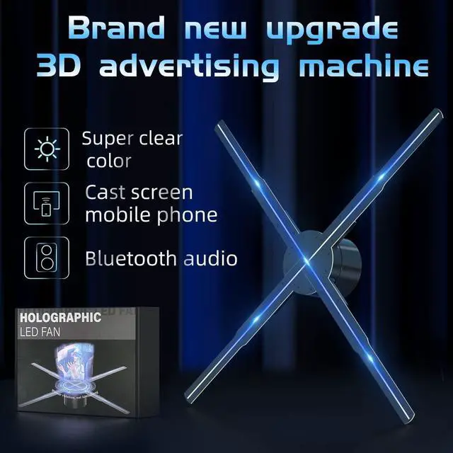 Alt view image 3 of 7 - 3D Hologram Fan 23.6 Inch/60CM,3D Hologram Led Fan Projector with APP+WIFI+Bluetooth+Remote Control,3D Holographic Fan for Business Store Display,Party,Christmas,exhibition,wedding (19.6 Inch)