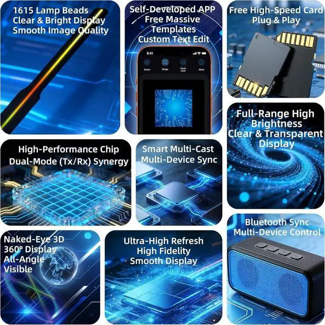 Alt view image 4 of 7 - 3D Hologram Fan 23.6 Inch/60CM,3D Hologram Led Fan Projector with APP+WIFI+Bluetooth+Remote Control,3D Holographic Fan for Business Store Display,Party,Christmas,exhibition,wedding (19.6 Inch)