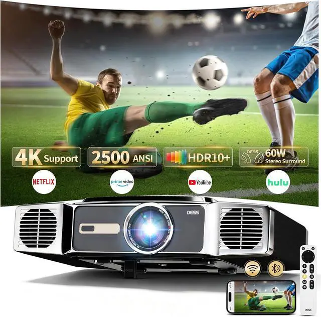 Main image of Dess C5 Enterprise GTV Projector,4K Projector With Wifi6 And Bluetooth,Home Theater projector,2500 Brightness,Built in Electric Bracket, Stereo Surround Sound,DESS Enterprise ATV1