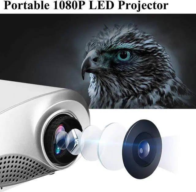 Alt view image 2 of 7 - Gaone Portable Mini Projector, 1080P Full HD Video Projector 600 Lumens Support 100" LCD Home Cinema Projector 50000 Hours LED Projector Compatible with HDMI/USB/TF Card/VGA/AV for Home Theater,Black