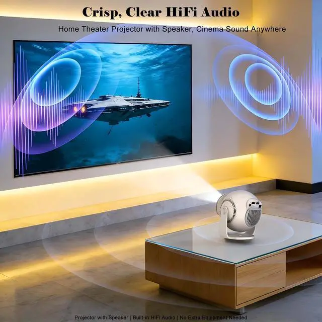 Alt view image 2 of 7 - WorldCup Limited Edition Short Throw Mini Portable Projector with WiFi and Bluetooth, Android Smart TV Projector for Home Theater and Outdoor Use