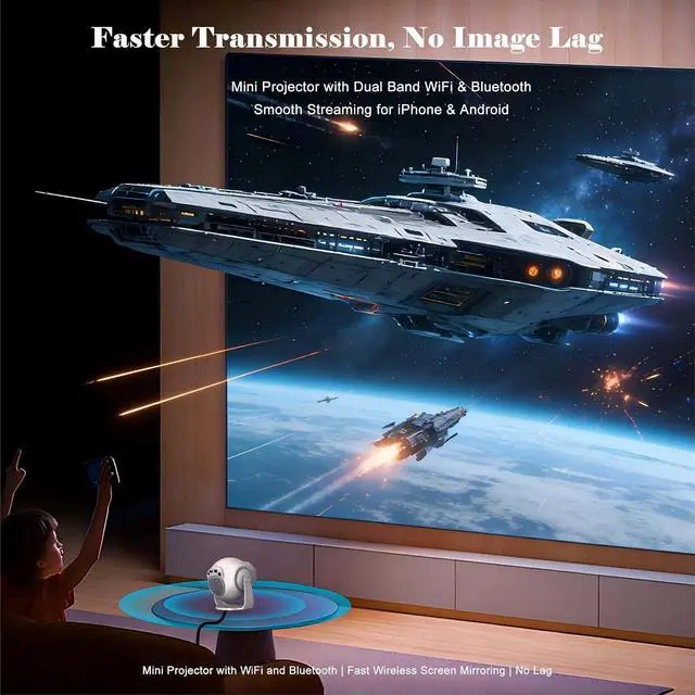Alt view image 3 of 7 - WorldCup Limited Edition Short Throw Mini Portable Projector with WiFi and Bluetooth, Android Smart TV Projector for Home Theater and Outdoor Use