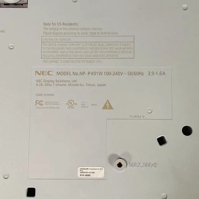 Alt view image 2 of 7 - NEC P401W 3LCD Projector 4000 ANSI HD 1080i HDMI x 2 16:10 (WXGA) LAN, Bundle Remote Control Power Cord HDMI Cable