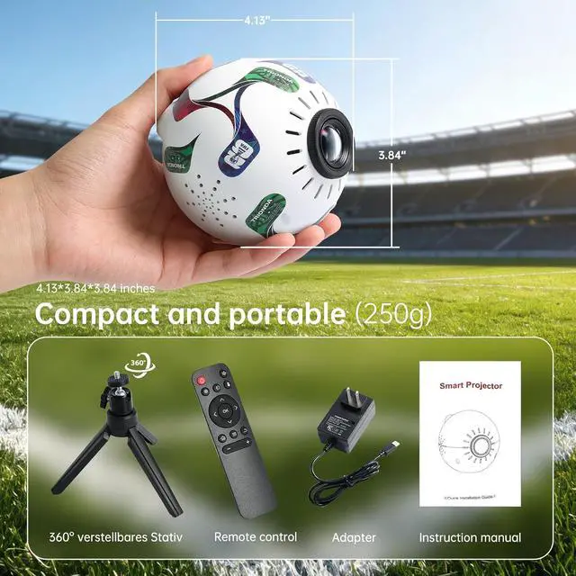Alt view image 5 of 7 - Mini Outdoor Projector with WIFI and Bluetooth, Native 720P Smart Projector, 360° Rotation Auto Keystone, Portable Projector Compatible with Smartphone, Laptop, HDMI, USB