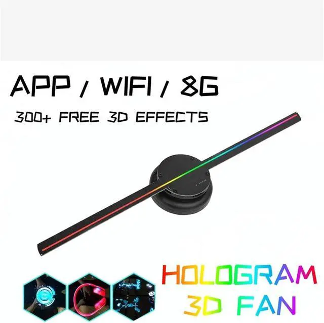 Alt view image 2 of 6 - 43cm Hologram 3D Fan Projector, 3d Hologram Led Fan Display, Wall-mounted Wifi Led Sign Holographic Player Advertising Display Support PC Software Simple Management