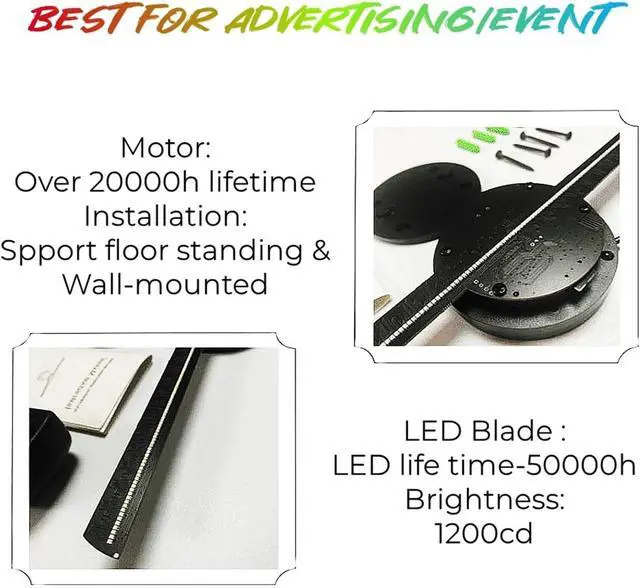 Alt view image 3 of 6 - 43cm Hologram 3D Fan Projector, 3d Hologram Led Fan Display, Wall-mounted Wifi Led Sign Holographic Player Advertising Display Support PC Software Simple Management