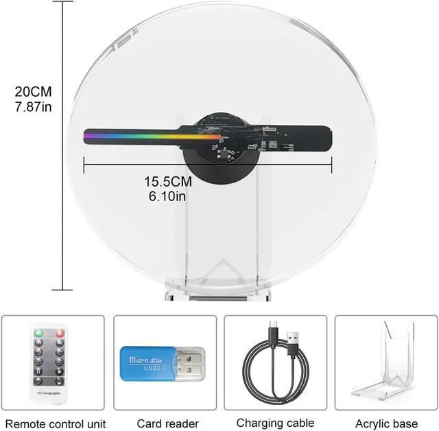 Alt view image 3 of 7 - 3D Holographic Projector Advertising Machine Desktop Fan With Audio Playback Image Music Player Holographic Advertising Machine Simple Management