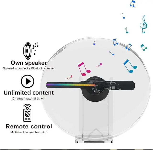 Alt view image 4 of 7 - 3D Holographic Projector Advertising Machine Desktop Fan With Audio Playback Image Music Player Holographic Advertising Machine Simple Management