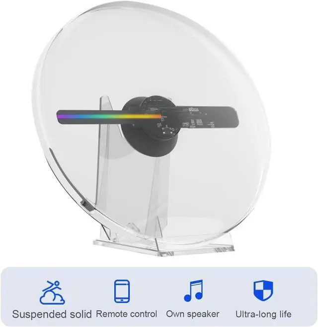 Alt view image 5 of 7 - 3D Holographic Projector Advertising Machine Desktop Fan With Audio Playback Image Music Player Holographic Advertising Machine Simple Management