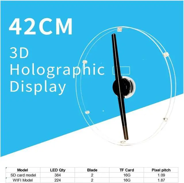 Alt view image 5 of 7 - 42CM/16.5IN 3D Hologram Projector With Protect Cover 3D Led Holographic Business Logo Advertising Projector Fan For Party Decoration Simple Management(WIFI Model 384 led)