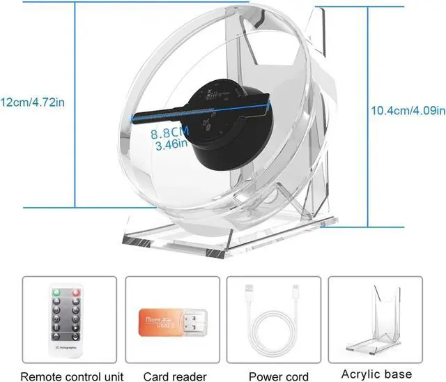 Alt view image 2 of 6 - 3D Holographic Projector Support Music Player Function Remote Advertise Display Desktop 3D Fan Advertising Logo Light Simple Management