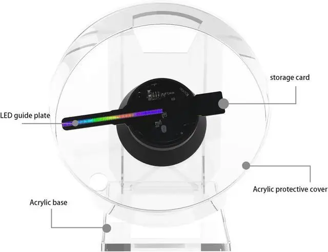 Alt view image 5 of 6 - 3D Holographic Projector Support Music Player Function Remote Advertise Display Desktop 3D Fan Advertising Logo Light Simple Management