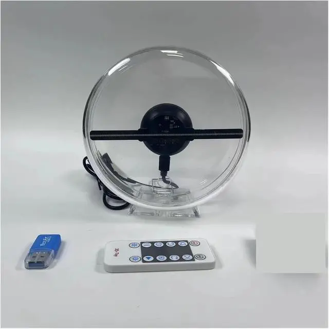 Alt view image 2 of 5 - 14cm/5.5in 3D Hologram Fan With Transparent Cover Ornament 128 LED Holographic Advertising Machine Christmas Simple Management