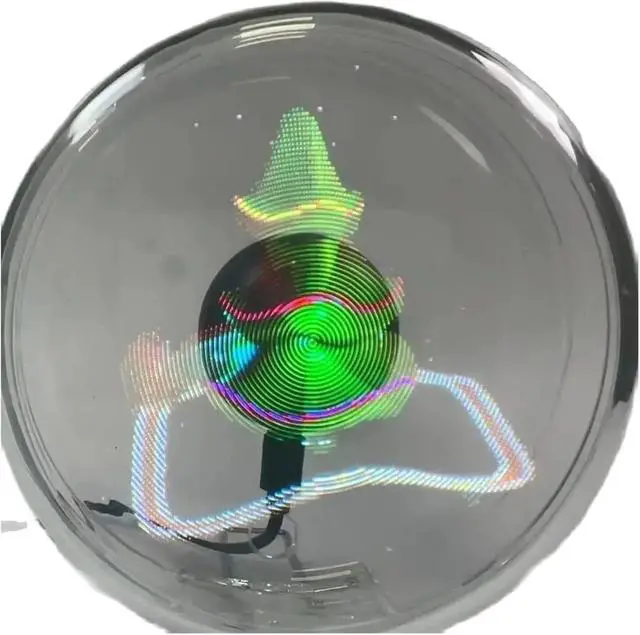 Alt view image 5 of 5 - 14cm/5.5in 3D Hologram Fan With Transparent Cover Ornament 128 LED Holographic Advertising Machine Christmas Simple Management