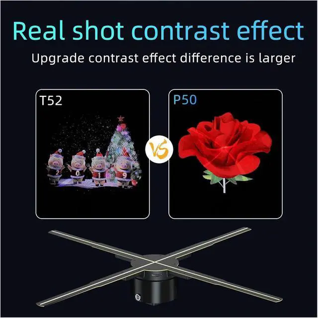 Alt view image 4 of 5 - 50cm 3D Holographic Projector Bar Restaurant Christmas Holiday Decoration Fan Screen LED Holographic Advertisement Sign Lights Simple Management