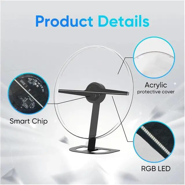 Alt view image 3 of 7 - 3D Fan Hologram Projector 32cm 2 Fan Blade Wall-mounted Wifi Led Signs Lamp 224 LED Holographic Advertising Machine Simple Management