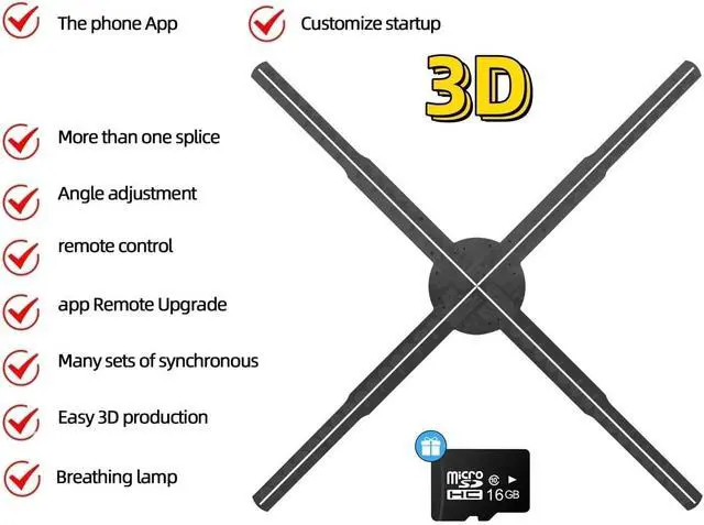 Alt view image 3 of 6 - 62/56/50/42CM 3D Advertising Projector Wifi Sign Holographic Lamp Player Remote Advertise Light Hologram Projector Logo Light Simple Management(PD45)