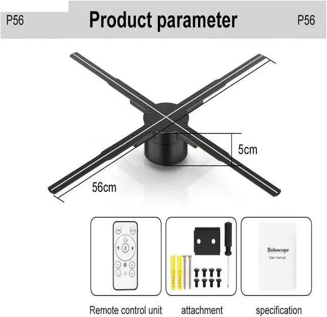 Alt view image 6 of 6 - 62/56/50/42CM 3D Advertising Projector Wifi Sign Holographic Lamp Player Remote Advertise Light Hologram Projector Logo Light Simple Management(PD45)