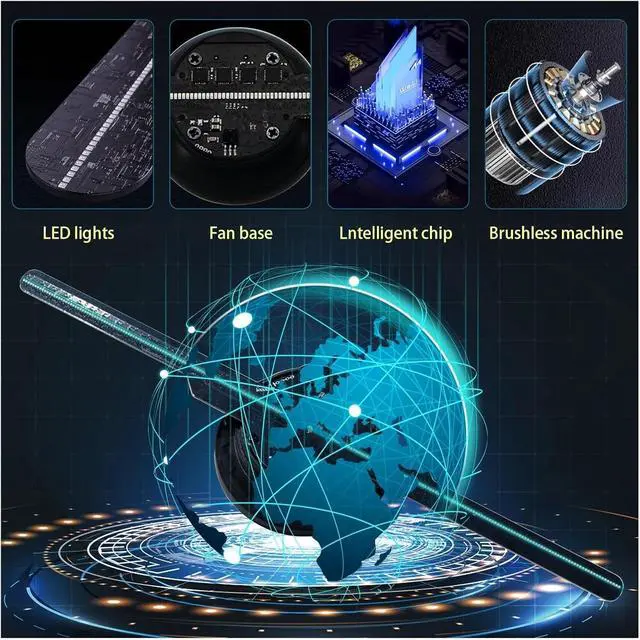 Alt view image 2 of 6 - 18cm Holographic Projector LED 3D Fan Holographic LED Fan Advertising Machine Decorative Screen 7.1in Simple Management