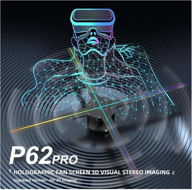 Alt view image 2 of 7 - 62cm/24.4IN Holographic Fan 722LED Sign Neon Beads 8G Memory Manual DIY Image Text LOGO Advertising Machine Holographic 3D Projector Simple Management